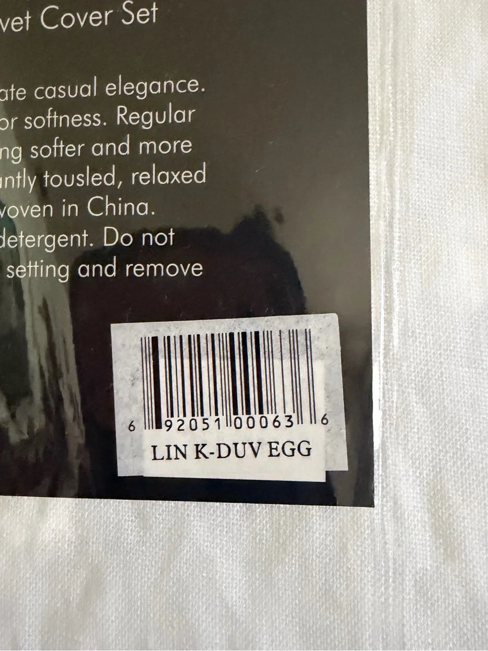 Echelon Washed Belgian 100% Linen King Duvet Cover Set - Egg white